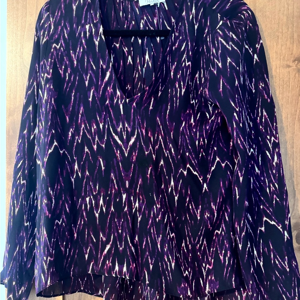 Parker Purple and Black Patterned Blouse